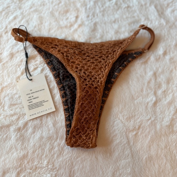 New! Acacia Neema Crochet Bikini Bottom in Tobacco 45548 - Picture 5 of 9